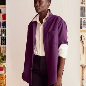 Naomi Nomi 100% Merino Wool New Oxford Shirt in Big Purple XL